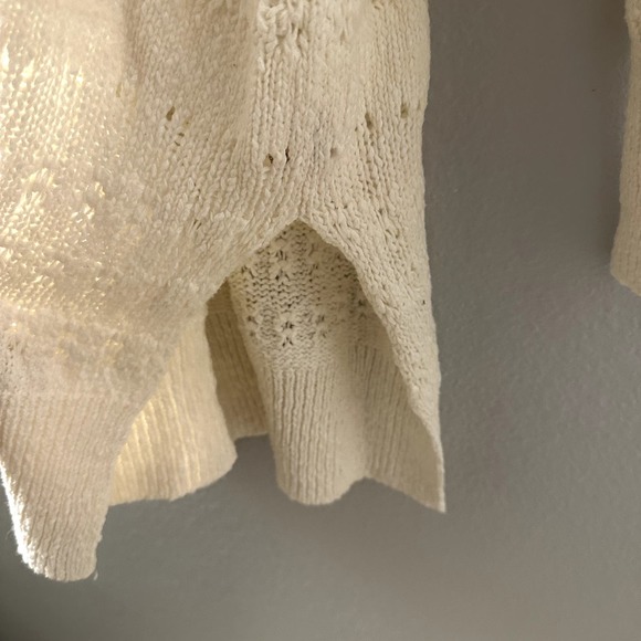 Free People Women's Hot Tropics Pullover Sweater Crochet Ivory Size Large - Picture 9 of 10